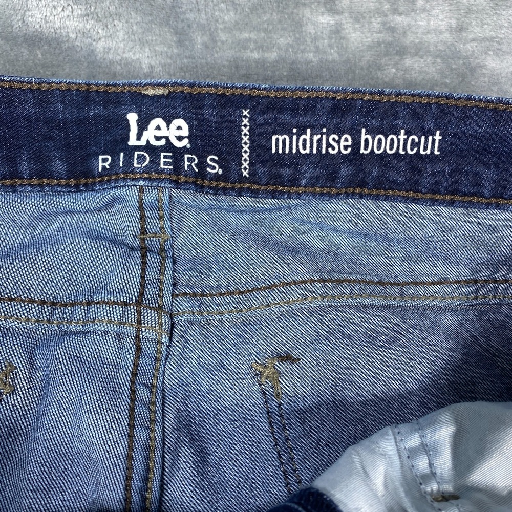 Lee Riders Midrise Bootcut Jeans Womens Size 16 P Blue Indigo Denim Stretch Pant - Picture 3 of 8